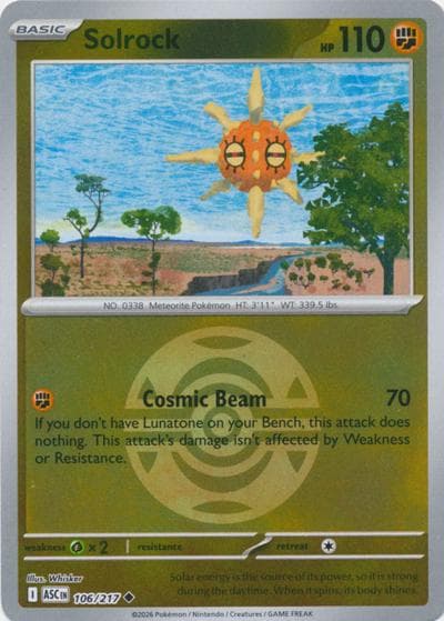 Solrock（ASC 106/217 Uncommon (Ball Foil) / Ascended Heroes / Mega）