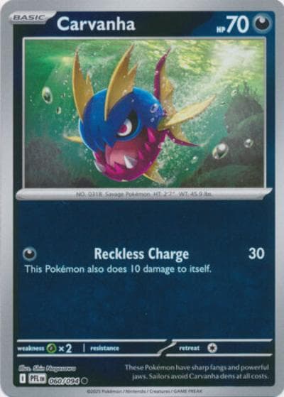 Carvanha（PFL 060/094 Reverse Holo / Phantasmal Flames / Mega）