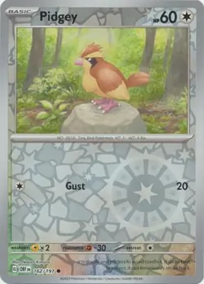Pidgey（OBF 162/197 Reverse Holo / Obsidian Flames / Scarlet & Violet）
