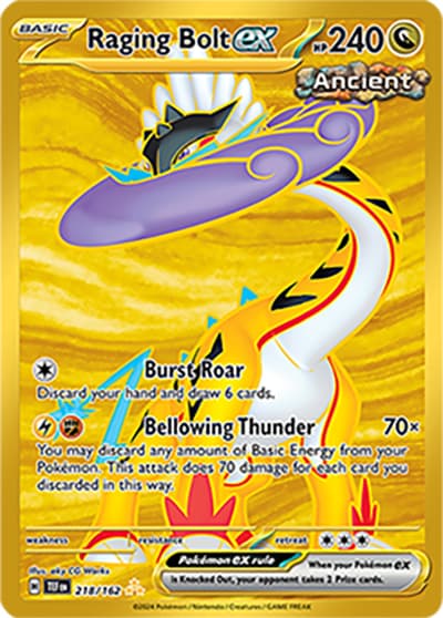 Raging Bolt ex（TEF 218/162 Hyper Rare / Temporal Forces / Scarlet & Violet）