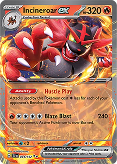 Incineroar ex（TEF 034/162 Double Rare / Temporal Forces / Scarlet & Violet）