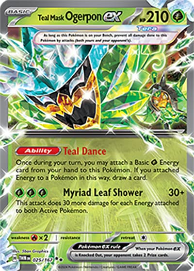 Teal Mask Ogerpon ex（TWM 025/167 Double Rare / Twilight Masquerade / Scarlet & Violet）