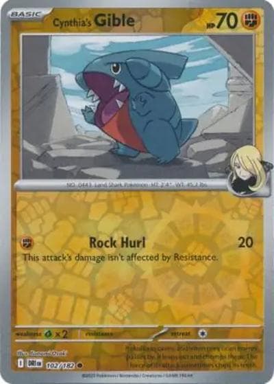 Cynthia's Gible（DRI 102/182 Reverse Holo / Destined Rivals / Scarlet & Violet）