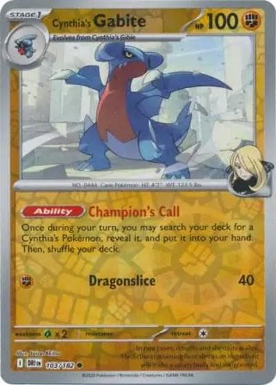 Cynthia's Gabite（DRI 103/182 Reverse Holo / Destined Rivals / Scarlet & Violet）