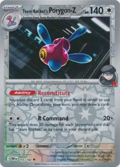 Team Rocket's Porygon-Z（DRI 155/182 Reverse Holo / Destined Rivals / Scarlet & Violet）