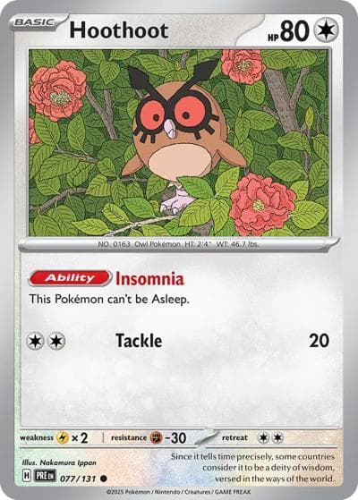 Hoothoot（PRE 077/131 Common / Prismatic Evolutions / Scarlet & Violet）